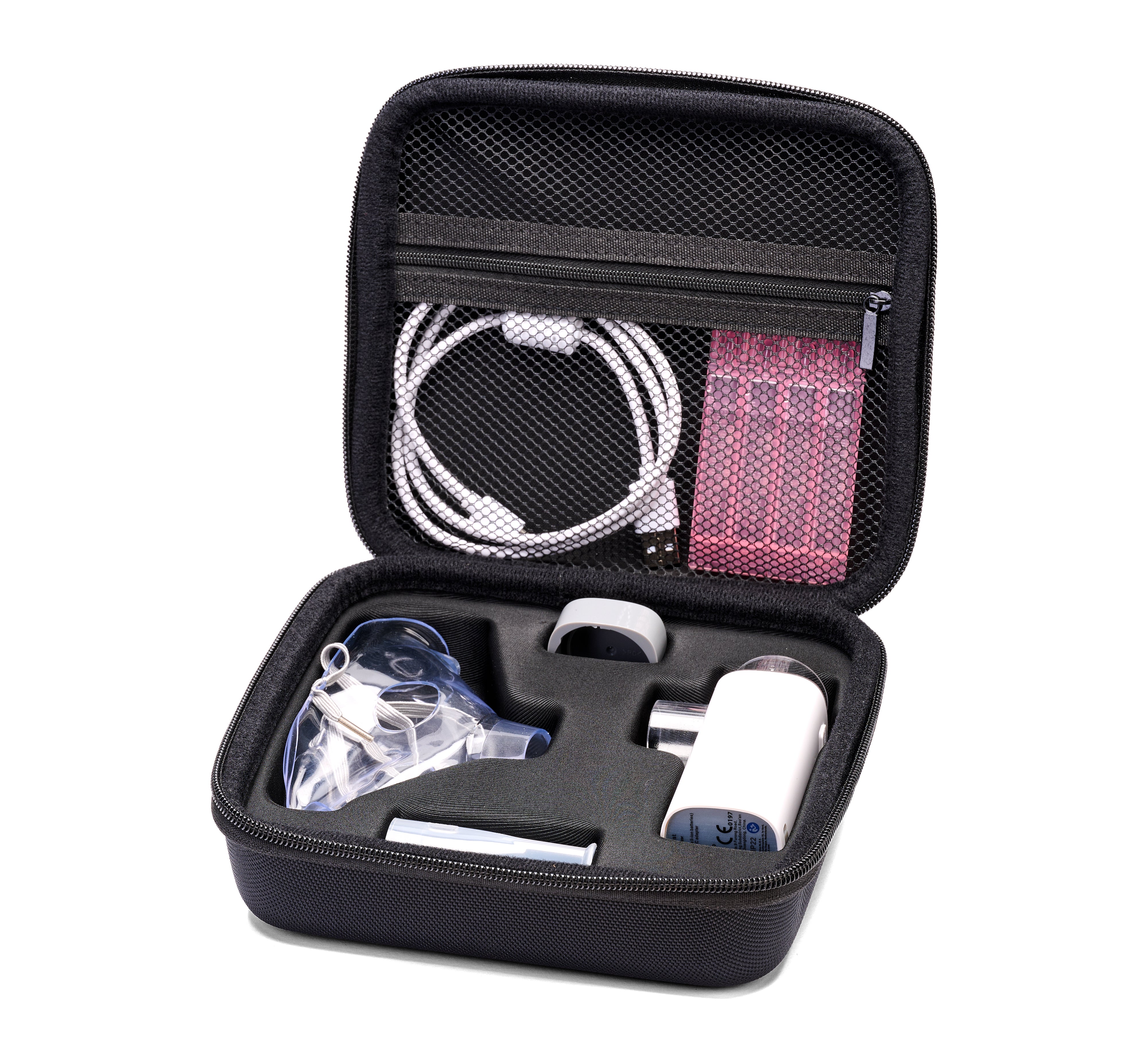VocalMist Carrying Case — white studio packshot, alternate angle